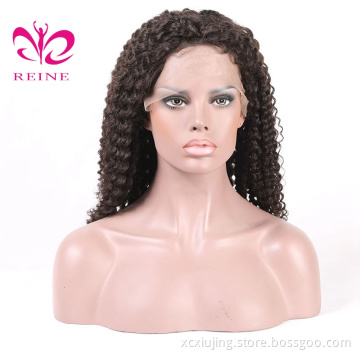 Virgin natural color 13*4 lace frontal wig  cheap raw pre plucked kinky curl free shipping human hair wig  with baby hair